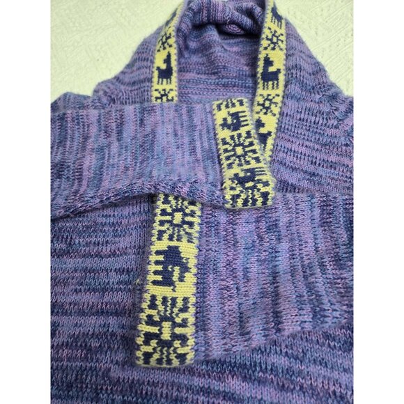 Handmade Purple Knit Sweater With Llama & Snowflake Trim Fringed Hem Bust 34 - Picture 2 of 6